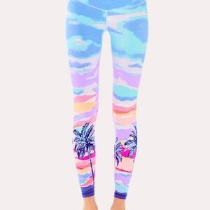 Lilly Pulitzer Luxletic Colorful Palm Tree Leggings!  EUC!